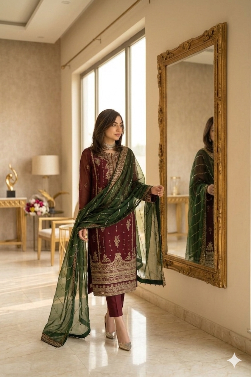 Mahi Luxury Chiffon Emboridered | 3 Piece Unstitched