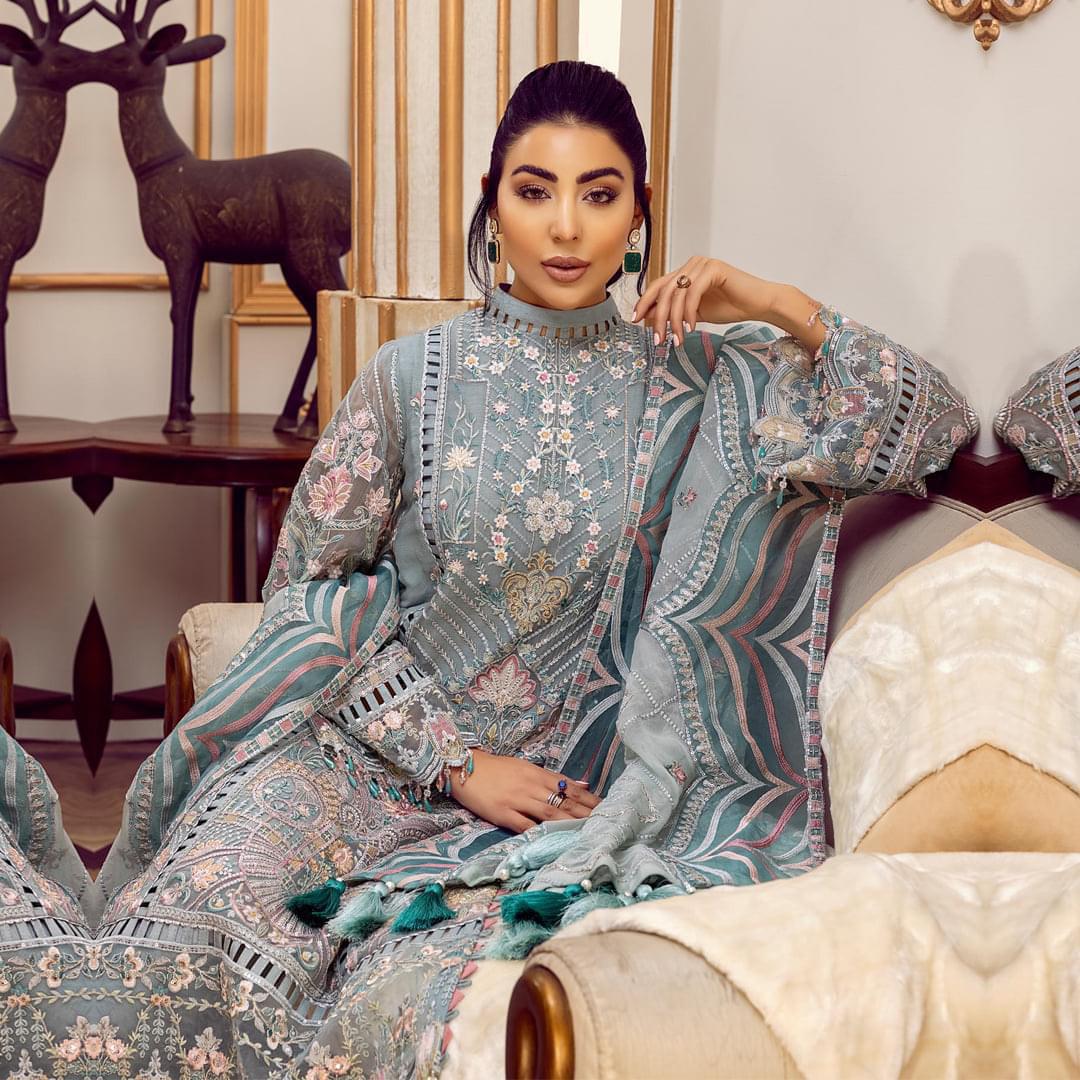 Adan libas premium Chiffon Embroidered | Unstitched D-2001