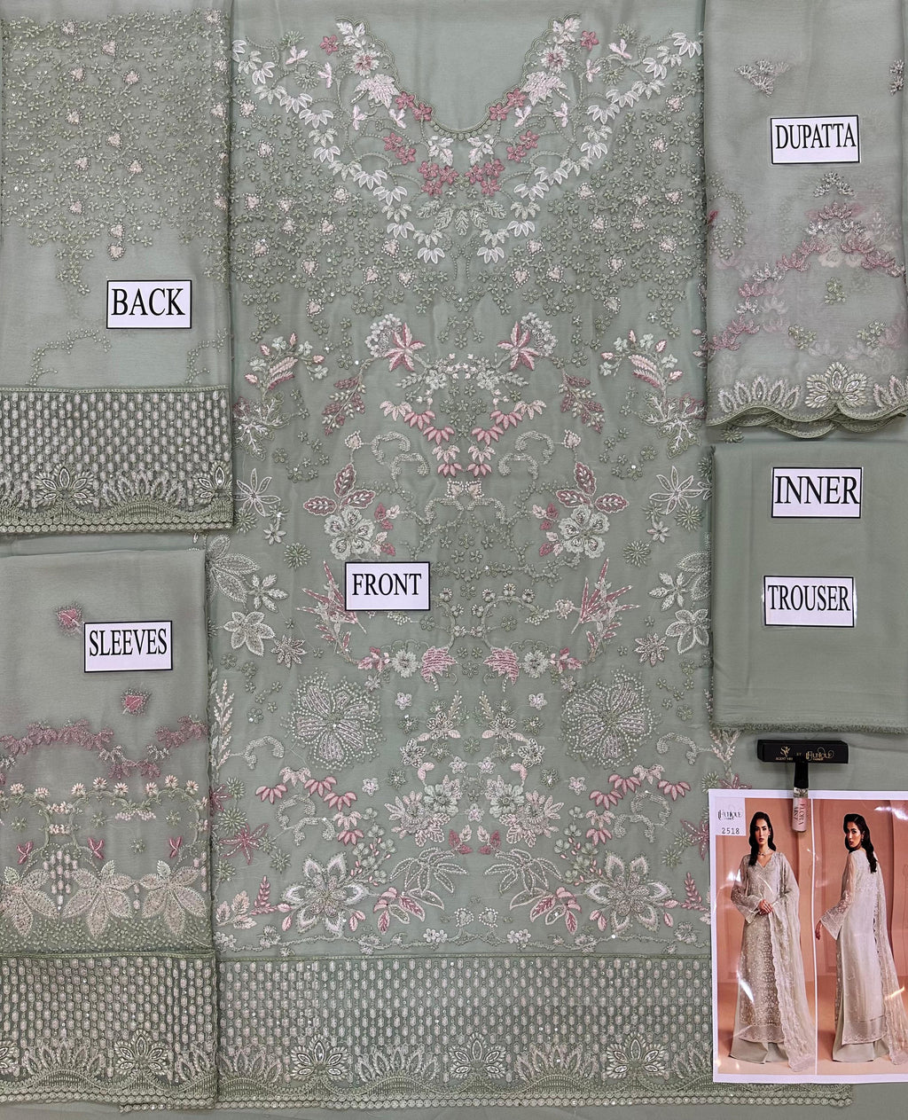 Zainab Chottani Luxury Chiffon Emboridered | 3 Piece Unstitched D-2518 with (free gift)