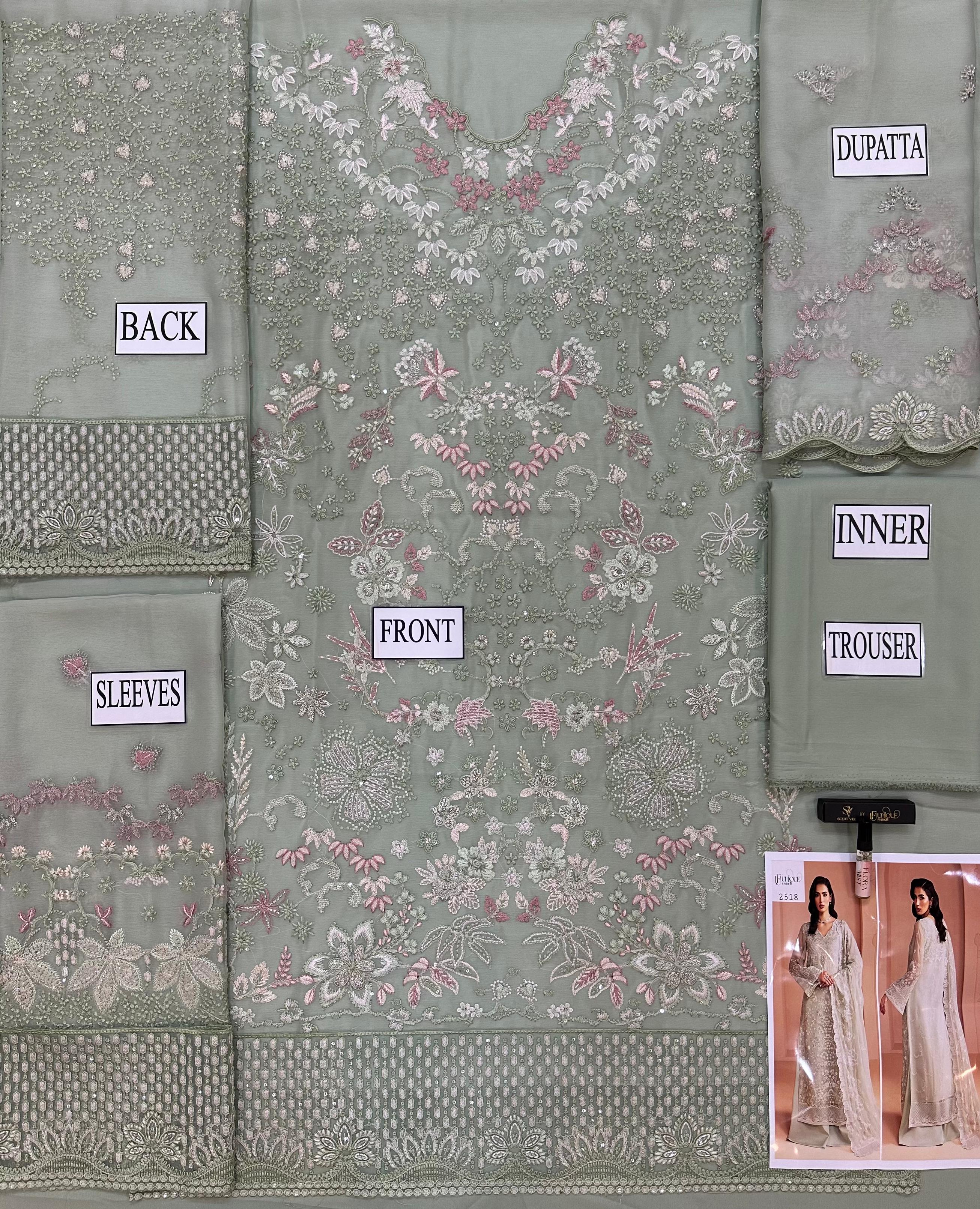 Zainab Chottani Luxury Chiffon Emboridered | 3 Piece Unstitched D-2518 with (free gift)
