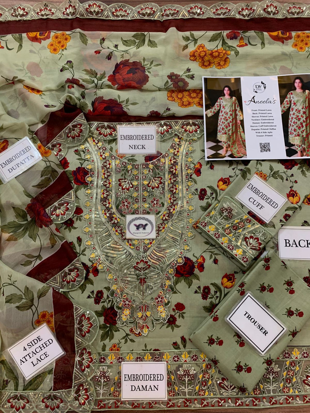 Aneela's luxury lawn Embroidered Unstitched - ANW-876