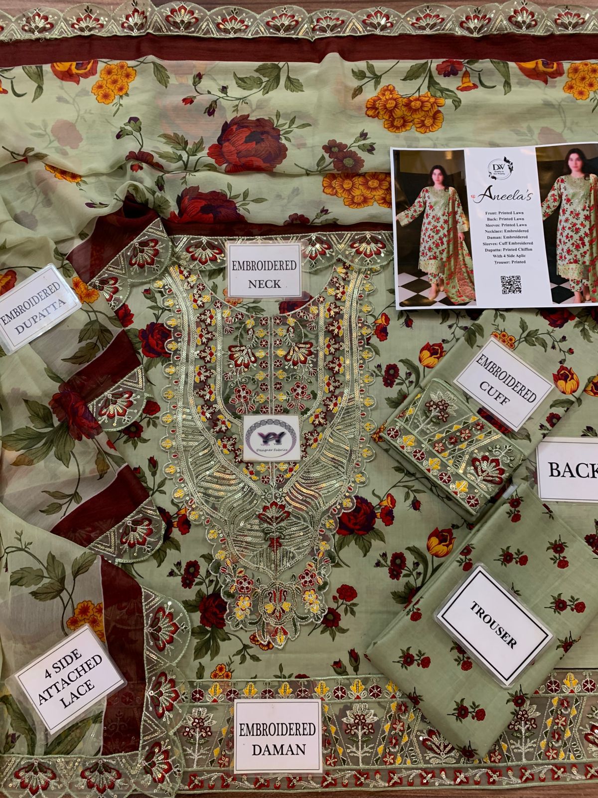 Aneela's luxury lawn Embroidered Unstitched - ANW-876