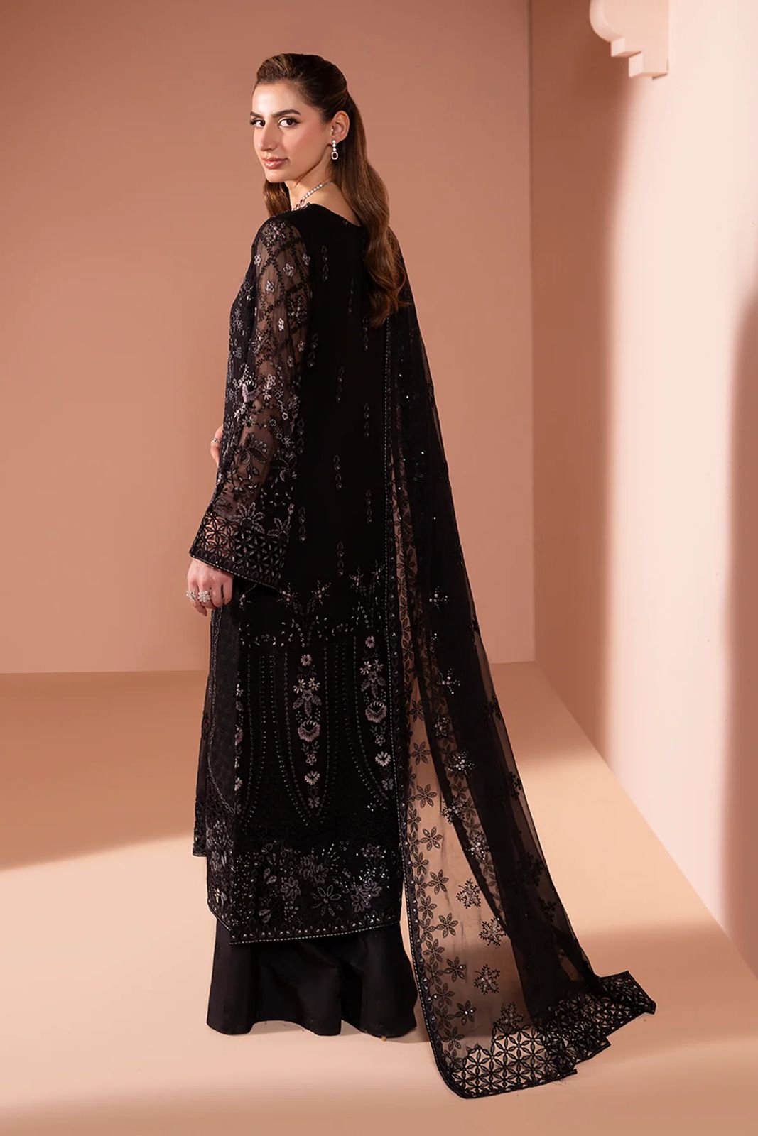 Maria.B Luxury Chiffon Embroidered | 3 Piece Unstitched D-2524 with complementary 5ml fragrance