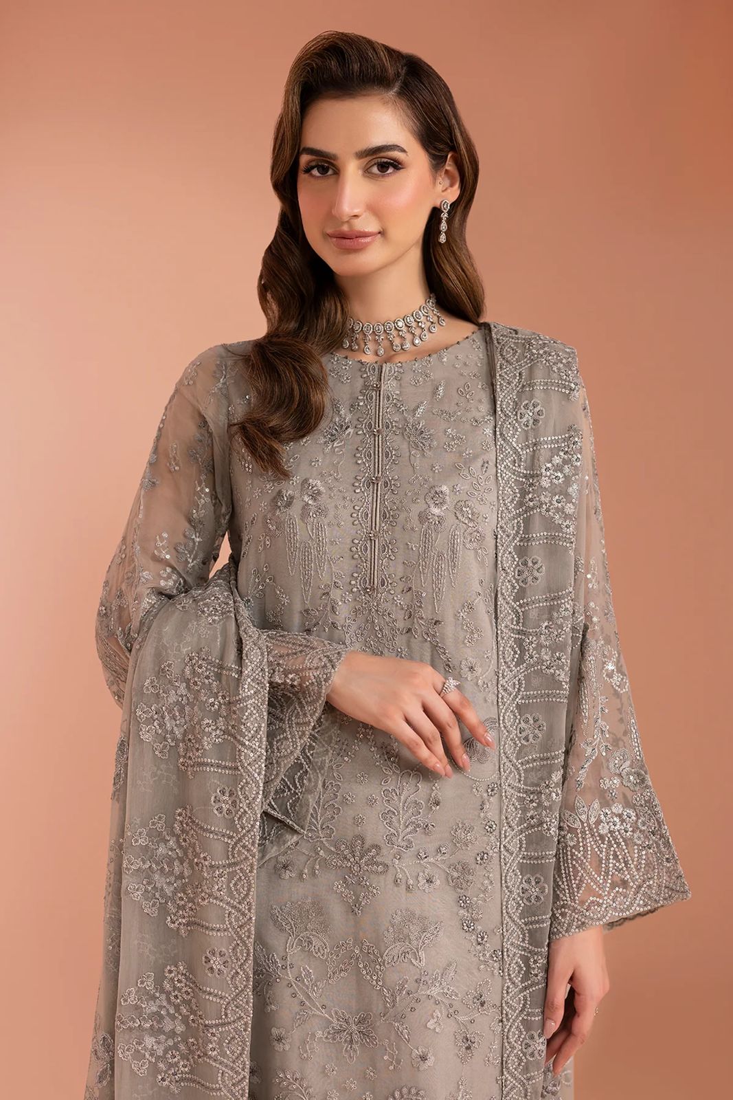 Zainab Chottani Luxury Chiffon Emboridered | 3 Piece Unstitched D-2521 with (free gift)