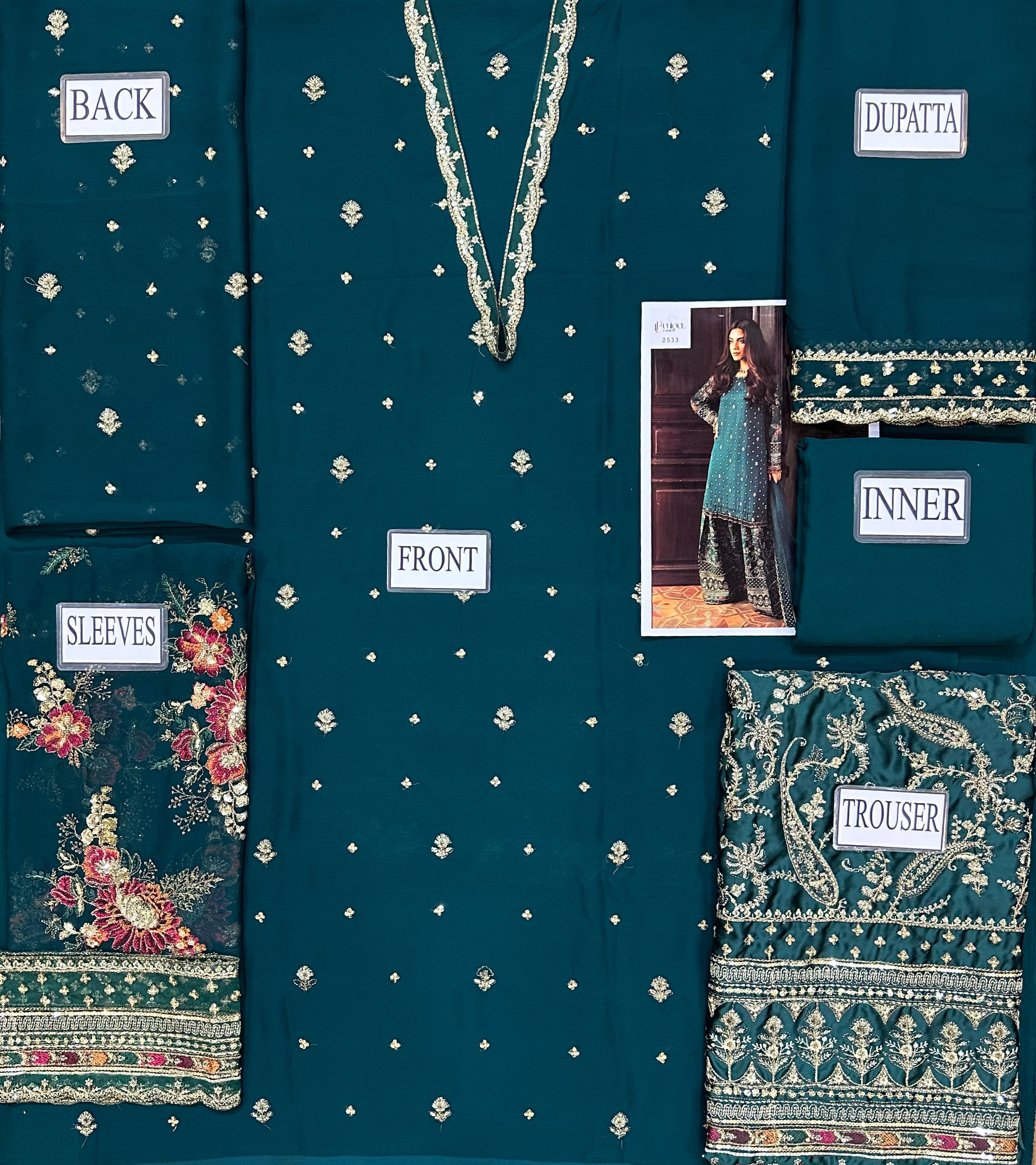 Charizma Premium Chiffon Embroidered | 3 Piece Unstitched D-2533