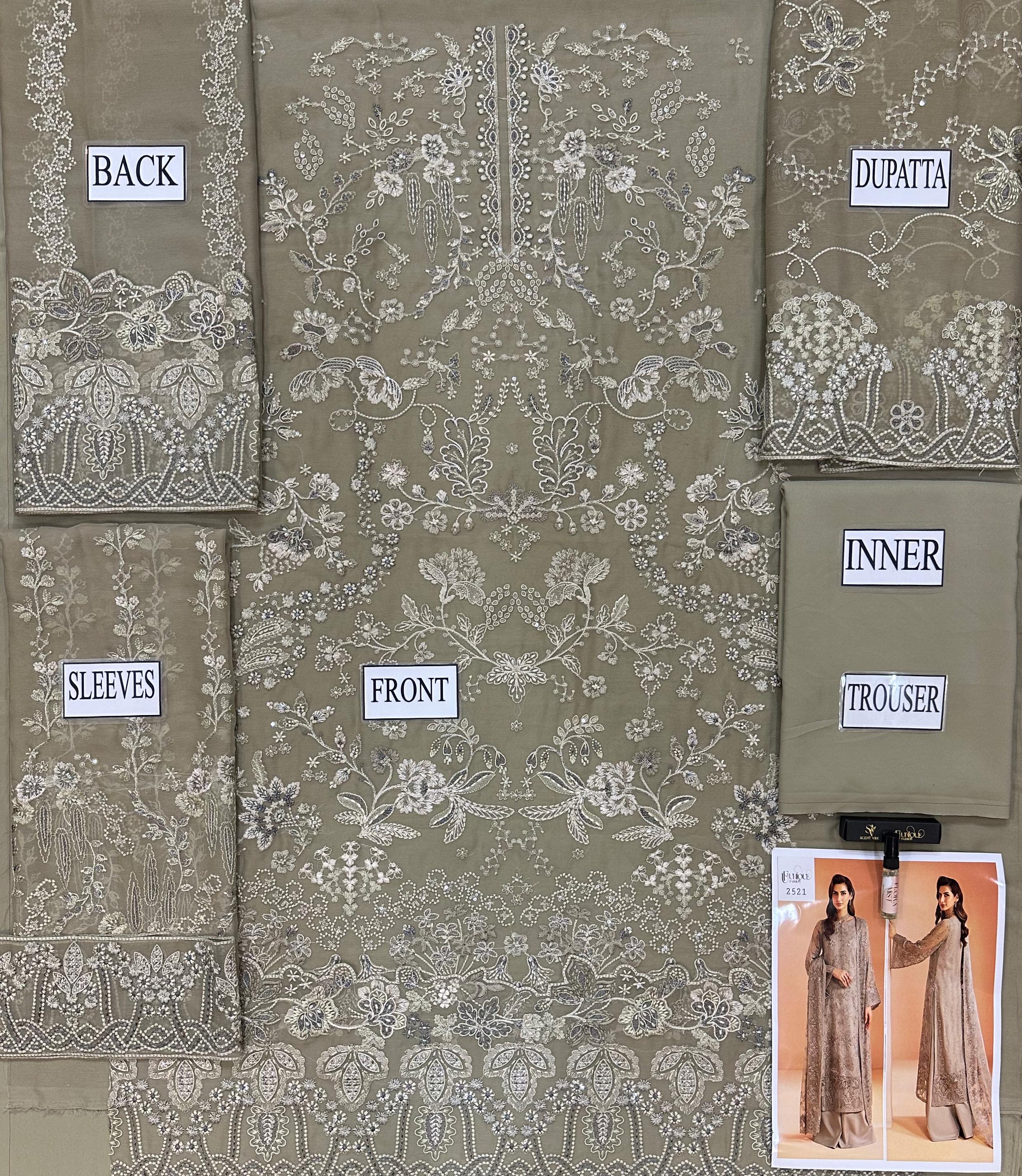Zainab Chottani Luxury Chiffon Emboridered | 3 Piece Unstitched D-2521 with (free gift)