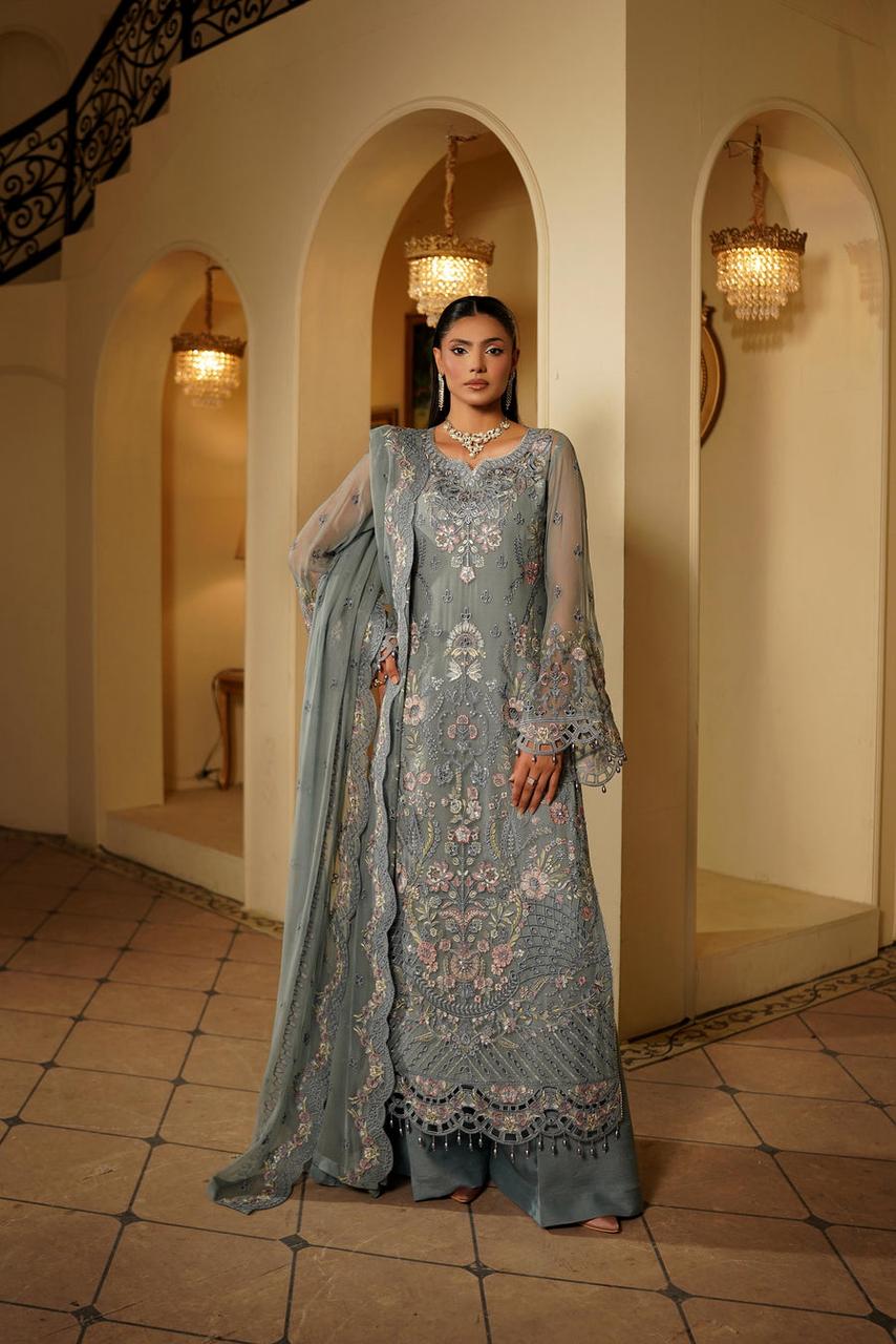 Mariyams Premium Chiffon Embroidered | 3 Piece Unstitched D-2529