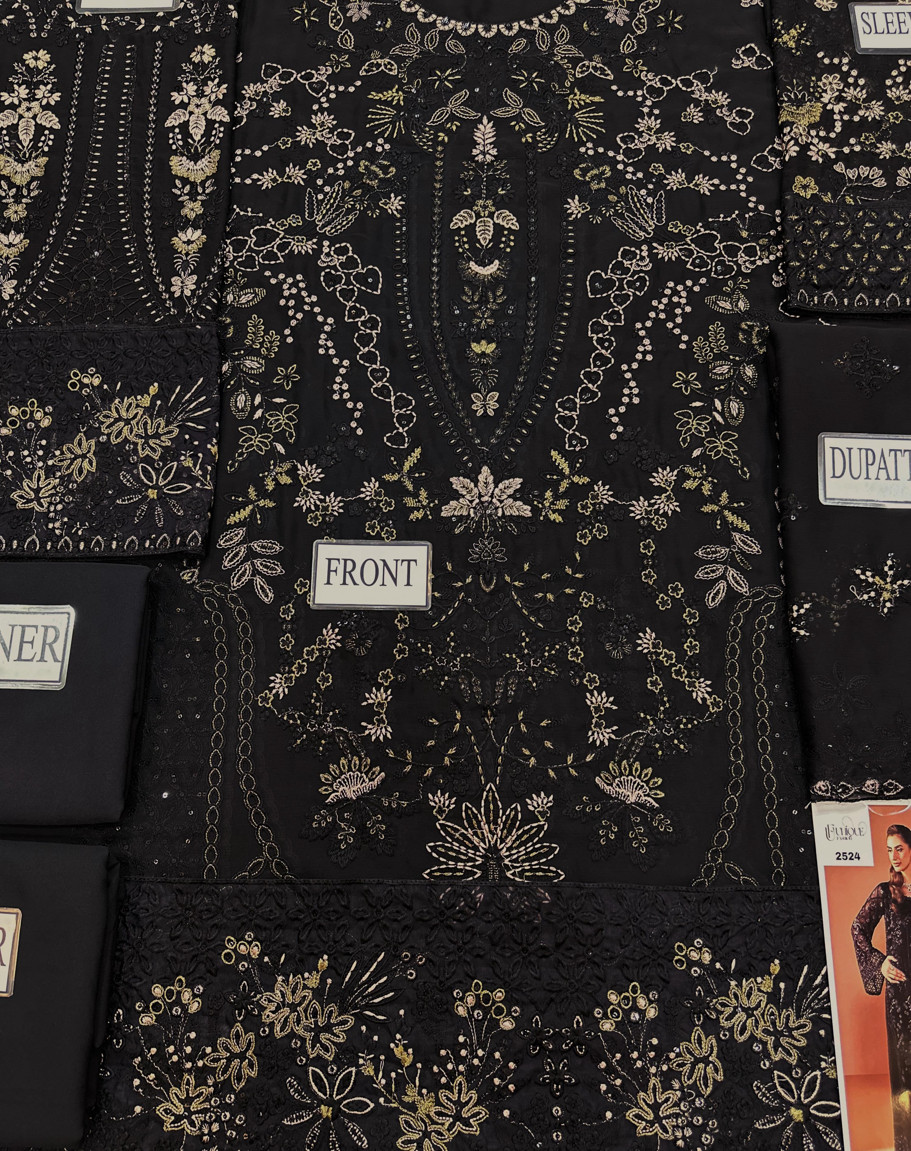 Maria.B Luxury Chiffon Embroidered | 3 Piece Unstitched D-2524 with complementary 5ml fragrance