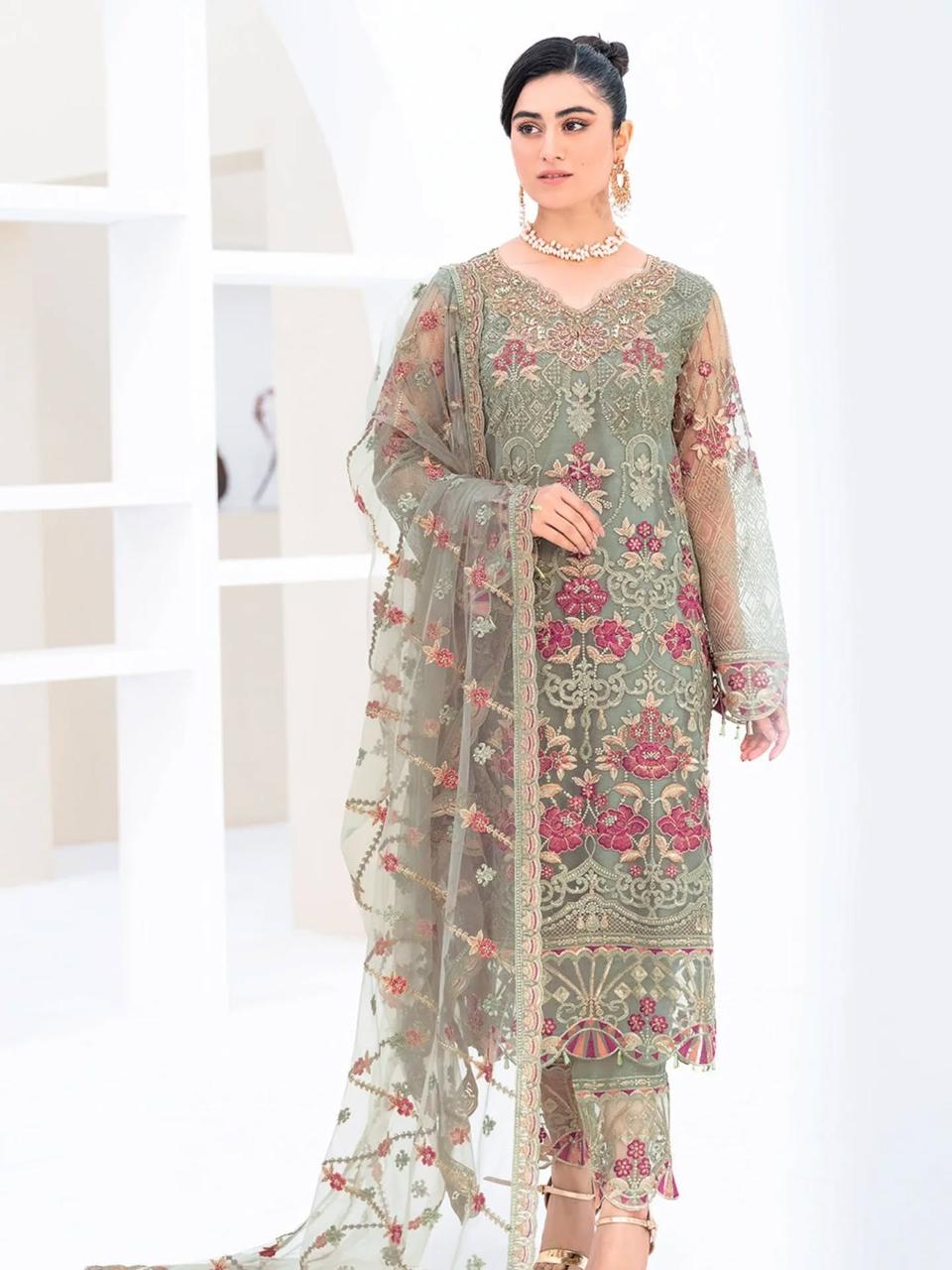 Maria.B Premium Chiffon Embroidered Exclusive Chiffon Dupatta | 3 Piece Unstitched D-2528