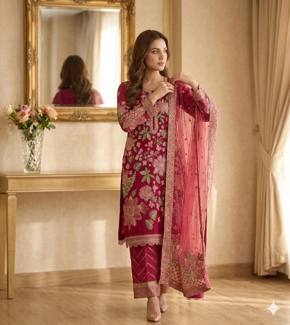 Elsa Embroidered Chiffon | 3 Piece Unstitched
