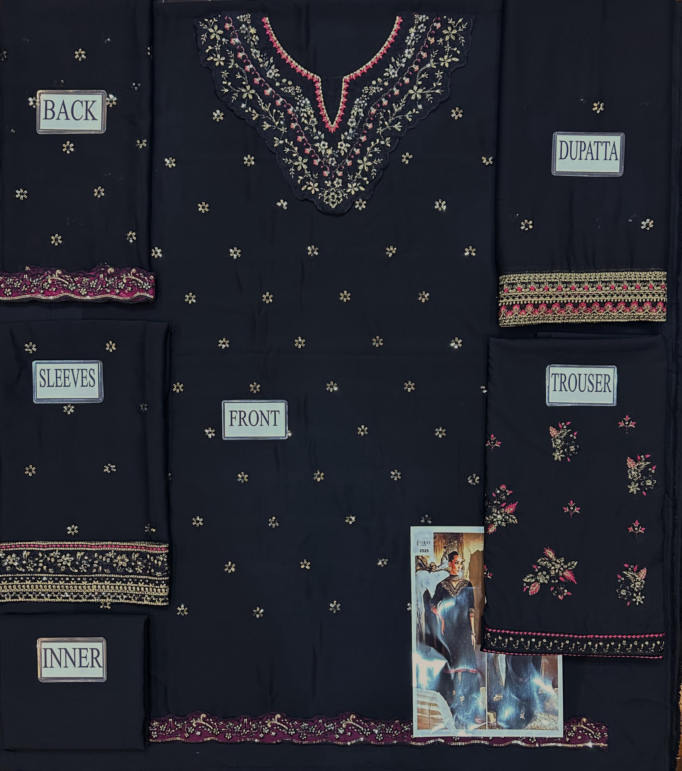 Maryams Premium Chiffon Embroidered | 3 Piece Unstitched D-2525