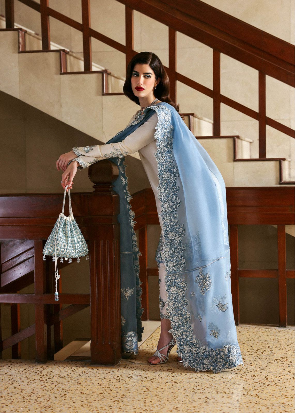 Hussain Rehar raw silk Embroidered | 3 Piece Unstitched D-2501