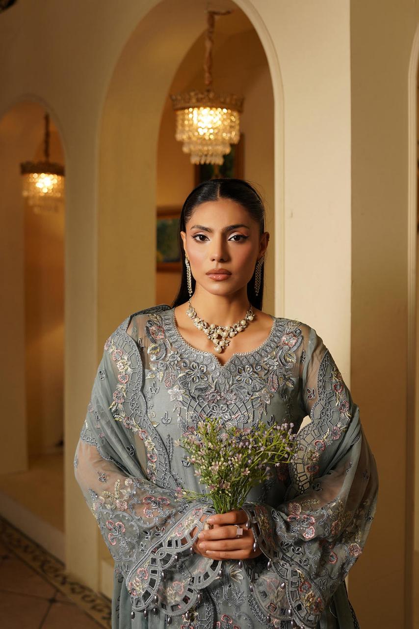 Mariyams Premium Chiffon Embroidered | 3 Piece Unstitched D-2529