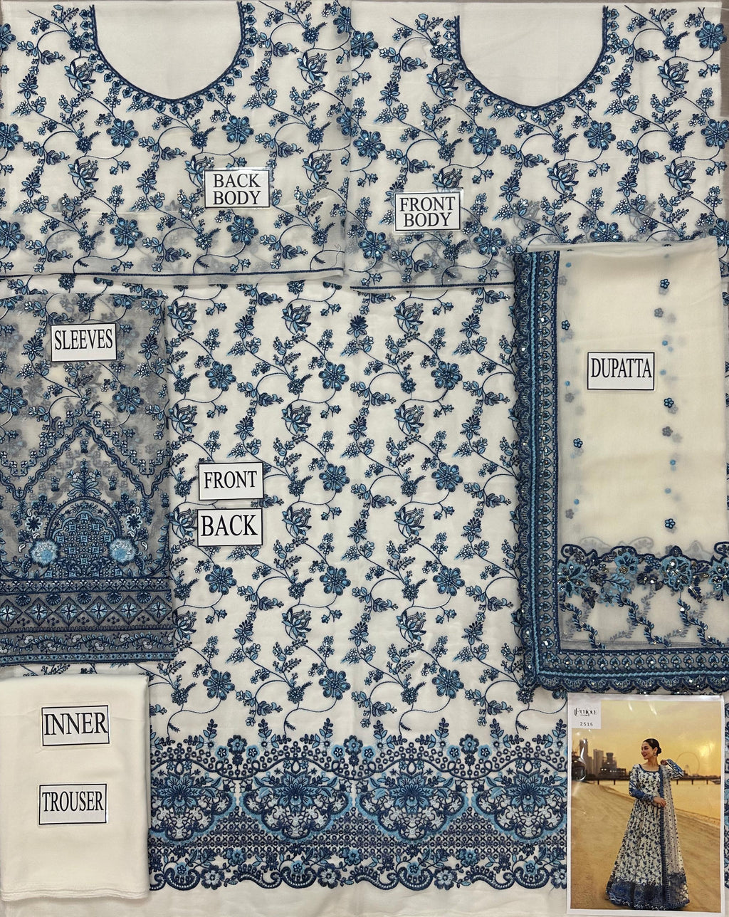 Alvenas luxury Embroidered Chiffon | 3 Piece Unstitched D-2535